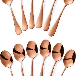 Alheco 12 ovale koffielepels - 13.8cm - RVS koffielepeltjes - Rosé goud