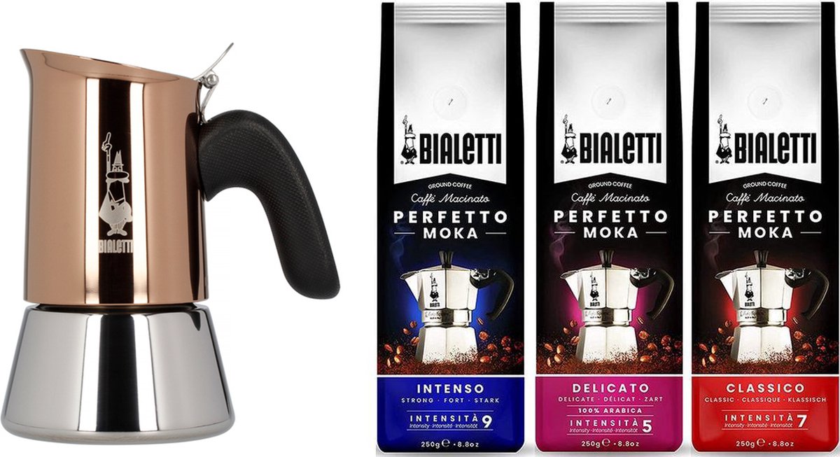 Bialetti Venus Copper Percolator 2 kops + Bialetti koffiepakket 3 x 250gr