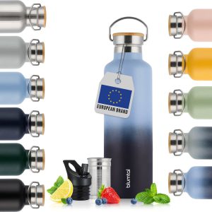 Blumtal Thermosfles 750 ml - Dubbelwandige Thermosfles - Drinkfles - BPA Vrij - Theefles - Thermos - Grijsblauw en Donkerblauw