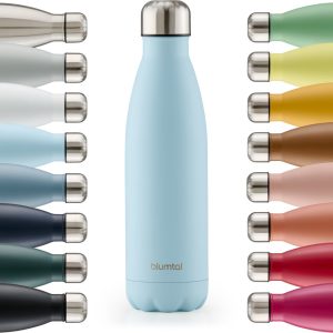 Blumtal Thermosfles - Met dubbele wand - Thermosbeker Koffie, Thee en Koele dranken - Travel Mug - 1000ml - Lichtblauw