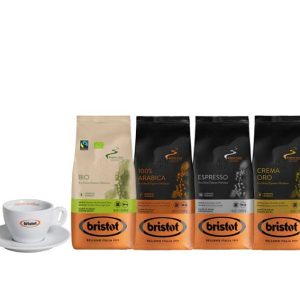 Bristot koffiebonen 2kg (4x500gr) + 1 cappuccino tas GRATIS