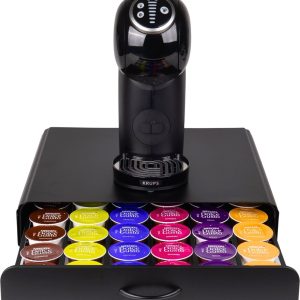 Capsulehouder met Lade - Koffiecups houder - Geschikt voor Dolce Gusto - 36 Cups - RVS - Zwart