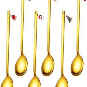 House of Husk® Kerst Theelepels Set - Theelepeltjes - Koffielepels - Koffielepeltjes - RVS - 13cm - 6 Stuks - Goud