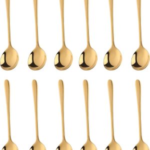 House of Husk® Koffielepel Set - Theelepel - Koffielepeltjes - Espresso Lepeltjes - RVS - 12cm - 12 Stuks - Goud