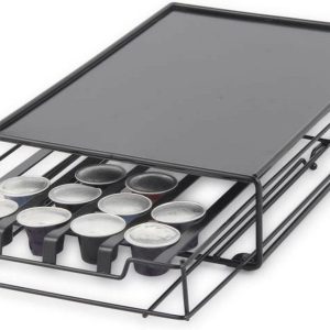 Items Koffie cup/capsule houder/dispenser - metaal - zwart - 31 x 21 cm - Koffiecups ladekastje Nespresso/dolce Gusto