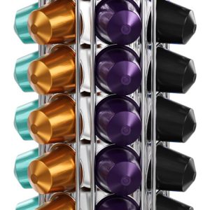 KitchenBrothers Capsulehouder - Koffiecups houder - Geschikt voor Nespresso - 42 Cups - Draaibaar - RVS