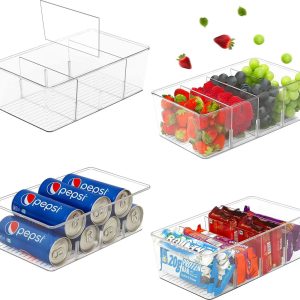 Koelkast Organizer - 4x - Keukenkast Organizers Opbergbak - Doorzichtig - Koelkast bakjes