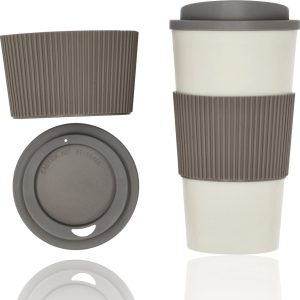 Koffiebeker To Go 450 ML - Drinkbeker met deksel - Herbruikbaar - Coffee To Go Beker - Travel Mugs - Thermosbeker - Theebeker - IJskoffie beker - Milkshake beker - Reisbeker - GRIJS