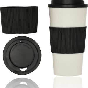Koffiebeker To Go 450 ML - Drinkbeker met deksel - Herbruikbaar - Coffee To Go beker - Travel Mugs - Thermosbeker - Theebeker - IJskoffie beker - Milkshake beker - Reisbeker - ZWART