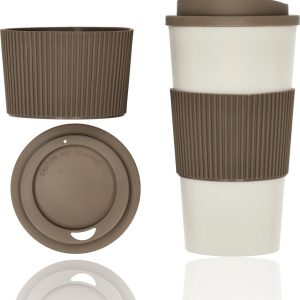 Koffiebeker To Go 450 ML - Drinkbeker met deksel - Herbruikbaar - Coffee To Go beker - Travel Mugs - Thermosbeker - Theebeker - IJskoffie beker - Milkshake beker - Reisbeker - BEIGE