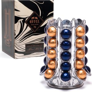 Peak Coffee Capsulehouder Nespresso Vertuo - Koffiecups Houder Staand Vertuo - 30 cups - Chrome afwerking