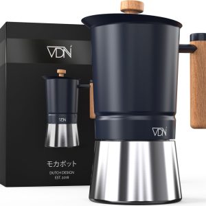 Percolator 300 ml 6 kops - Inductie of alle andere soorten warmtebronnen - Moka Pot - RVS met houten handvat - Espresso maker - VDN