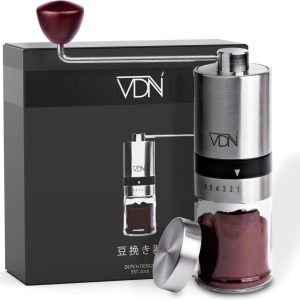 Pro Koffiemolen - Handmatig - Bonenmaler - Koffiebonen Maler - Koffiemaler stalen schijven - 6 verstelbare standen - Incl Deksel - VDN