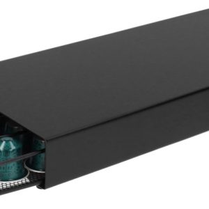 QUVIO Koffiecup lade voor 40 Nespresso cups - Koffiecup houder - Capsulehouder - Koffiepads houder - Voor Nespresso apparaat - Metaal - Zwart - 37,5 x 17,5 x 4,5 cm (lxbxh)