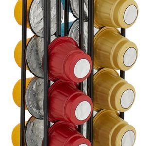 Relaxdays capsulehouder - compatibel met Nespresso - 26,5 x 16,5 x 9,5 cm - voor 40 cups - draaibaar - metaal - zwart