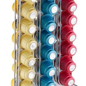 Relaxdays capsulehouder - compatibel met Nespresso - 26,5 x 16,5 x 9,5 cm - voor 42 cups - metaal - zilver