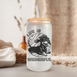 Teckel Glazen Drinkbeker met Glazen Rietje en Deksel - Bubble Tea - Koffiebeker - Koffieglas - Koffie glas - 500ml ijskoffie beker - Koffie beker - Mason Jar - Boba - Theebeker - Thee beker - Glazen Drinkbeker - Ijskoffie glas - Huisdier Cadeau