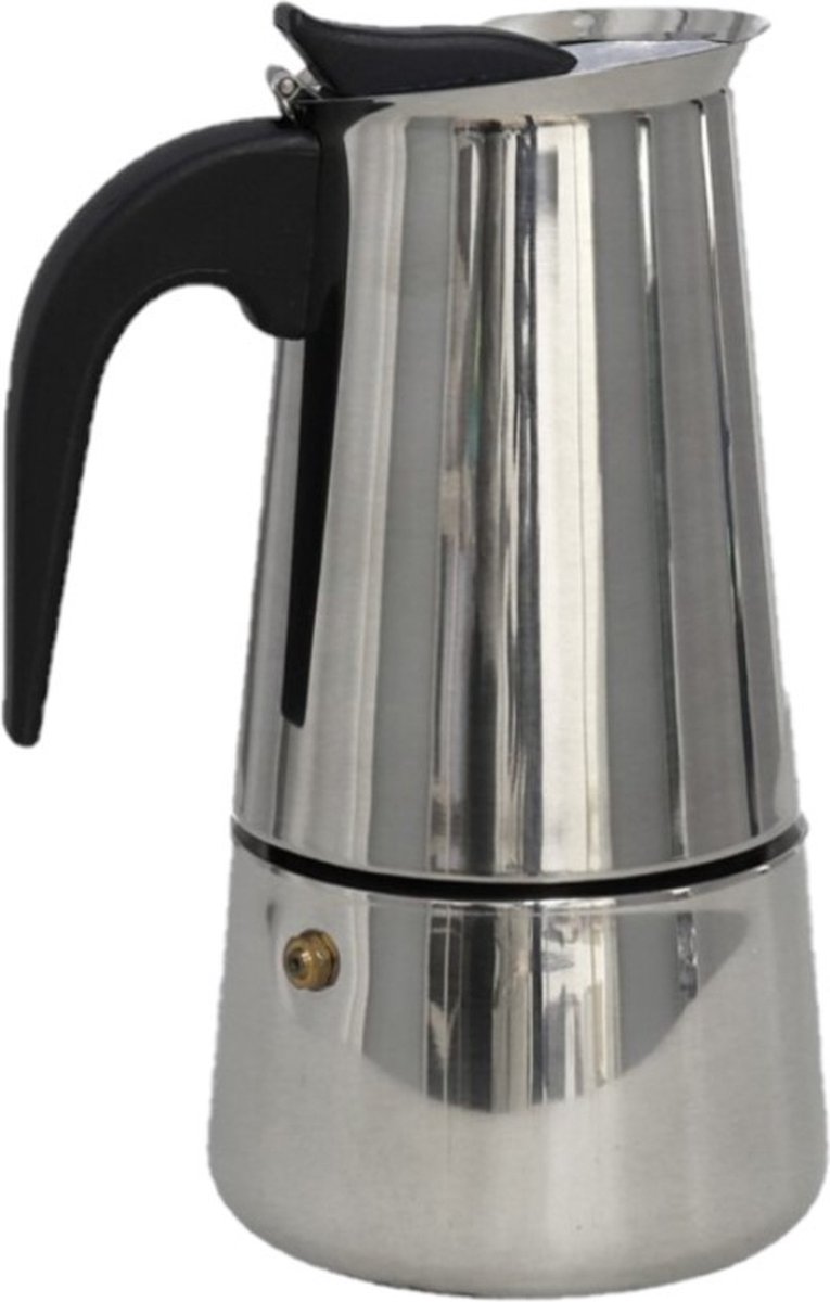 Zilveren percolator / espresso koffie apparaat voor 9 kopjes RVS - Koffiezetapparaat - Koffiezetter voor camping/caravan - Cafetiere