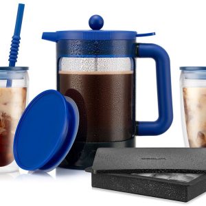 Bodum | Bean set Candy Blue | Cafetière voor ijskoffie met 2 bekers en ijsblokjeshouder | 1,5L