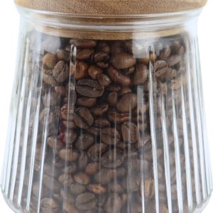 OTIX Voorraadpot - Glas - met Deksel - Snoeppot - 650m - Voedselopbergers - Koffiepads Bewaarbus l - Acacia - Wood - SIRIUS