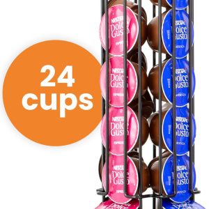 Capsulehouder Staand - Koffiecups houder - Geschikt voor Dolce Gusto - 24 Cups - RVS - Zwart