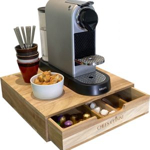 Chefs Cuisine Capsule houder - Capsule houder met lade - Capsule houder Dolce Gusto - Capsule houder Nespresso - Koffiecups houder - Koffiepads houder - Acacia hout