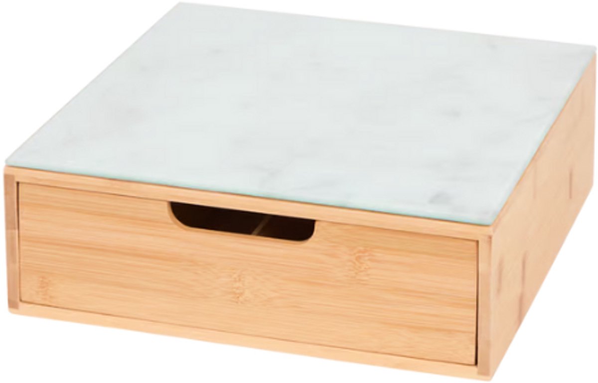 Opbergdoos voor koffie en thee - bamboe - 30x30x10 cm - Koffiecups - Bamboe koffiezetapparaat cuphouder