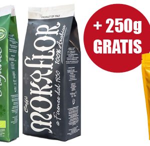 Mokaflor koffiebonen ORGANIC 1kg + NERA 1kg + 250g ORO GRATIS