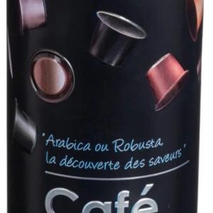 5Five Koffiecups bewaarblik - metaal - zwart/sfeer print - H26 cm - voor 20 tot 25 capsules