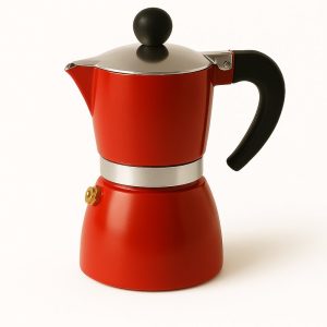 Conway Living® - Moka Pot 90 ml - Moka Express - Percolator - 2 kops - Espresso Maker - RVS - Italiaanse Koffiepot - Geschikt voor induct - Roodie