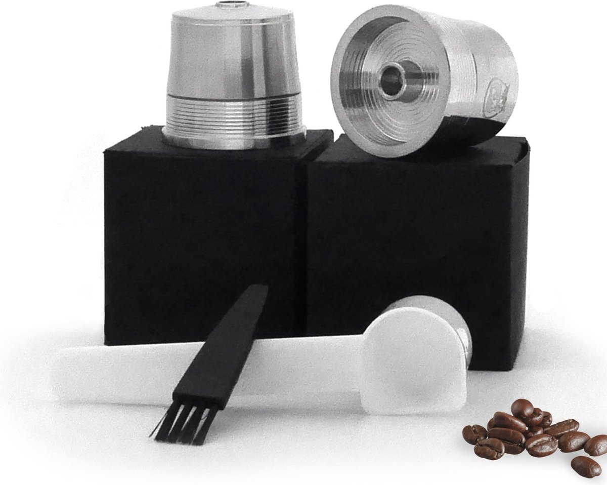 Hervulbare koffiecup capsule voor Illy koffiemachine - Illy Capsule - RVS - 2 cups - illy hervulbare koffie capsule