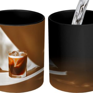 Magische Mok - Foto op Warmte Mokken - Koffiemok - Glas - Ijskoffie - Schaduw - Bruin - Magic Mok - Beker - 350 ML - Theemok