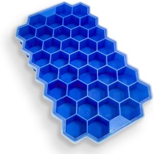 UDUTCH Siliconen IJsblokjesvormen Set 4 stuks | Honingraatontwerp | BPA-vrij | IJsklontjes | IJsblokjes Maken Voor Feest, Cocktail, IJskoffie, IJsblokjes Thuis & Bar | Blauw