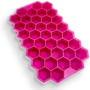 UDUTCH Siliconen IJsblokjesvormen Set 4 stuks | Honingraatontwerp | BPA-vrij | IJsklontjes | IJsblokjes Maken Voor Feest, Cocktail, IJskoffie, IJsblokjes Thuis & Bar | Roze