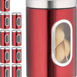 10x voorraadbus rood - koffieblik - bewaardoos - voorraadblik - voorraadpot
