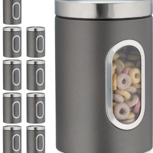 10x voorraadbus venster - koffieblik - bewaardoos - voorraadblik - voorraadpot