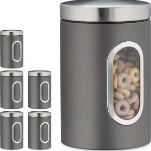 6x voorraadbus venster - koffieblik - bewaardoos - voorraadblik - voorraadpot