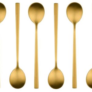 Alpina Theelepeltjes/koffielepeltjes - set van 12x - goud - RVS - 15 cm - dessertlepels