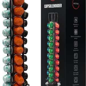 Victox Capsulehouder - Koffiecupshouder - 360° Draaibaar - Geschikt voor Nespresso capsules - Zwart - 40 capsules