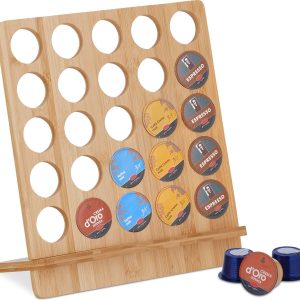 capsulehouder - compatibel met Cafissimo - 30 x 27 x 13 cm - voor 25 cups - bamboe - natuur