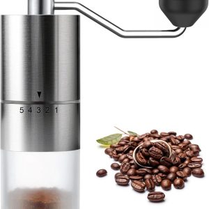 Draagbare handmatige koffiemolen - Conische bramen met 5 instelbare standen voor een gladde maling, perfect voor espressoliefhebbers thuis, op kantoor of op de camping