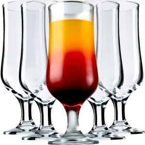 KADAX Longdrinkglazen, 370 ml cocktailglazen in kelkvorm, vaatwasserbestendige waterglazen van doorzichtig glas, drinkglazen voor ijskoffie, milkshake (6 x 370 ml)