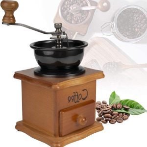 Koffiemolen Vintage - Handmatige koffiemolen van hout met instelbare grove instelling - Handkoffiemolen met keramische bramen - Opvanglade - Perfect voor druppelkoffie espresso