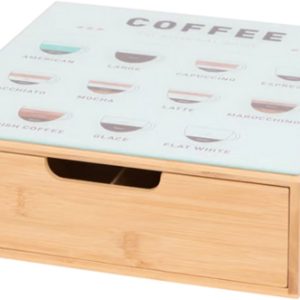 Opbergdoos voor koffie en thee - bamboe - 30x30x10 cm - Koffiecups - Bamboe koffiezetapparaat cuphouder