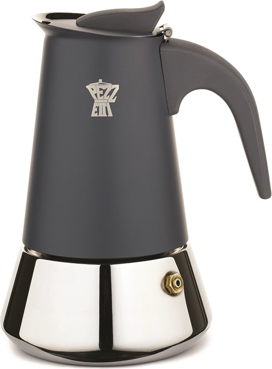 Pezzetti espressomaker - koffiemaker - 10 kops - roestvrijstaal - inductie - gas - elektrisch - percolator - moka pot - grijs
