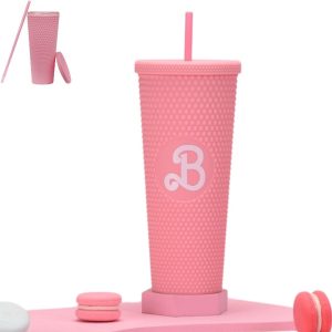 1 stuk - Dubbelwandige plastic tuitbeker - Grote inhoud van 710 ml - Creatieve tuitbeker - met deksel en rietje - Herbruikbare reisbeker - Draagbaar - voor ijskoffie en smoothies - Matroze