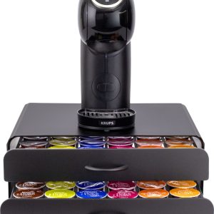 Capsulehouder met Lade - Koffiecups houder - Geschikt voor Dolce Gusto - 72 Cups - RVS - Zwart