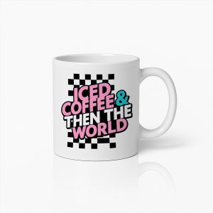 IJskoffie Mok 330ml - Iced Coffee & Then the World Beker - Grappig Cadeau voor Koffieliefhebbers