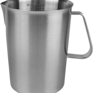 Maatbeker Met Schenktuit - Maatcups Met Schaal - 2 Liter - Maatcupjes - Maatbekers - Meetbeker - Cups - Maatkan - Measuring Cup - 304 RVS - 14,5 x 17 x 14,5 Cm (Lx B x H) - Zilver - Voor Precies Wegen En Meten - Voor Espressomachines, Latte Art, Melk