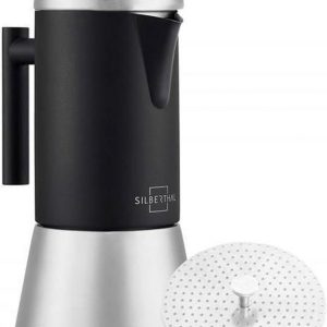 SILBERTHAL Inductie Espressopercolator van Roestvrij Staal - voor 1-6 Kopjes - 300 ml - Zwart